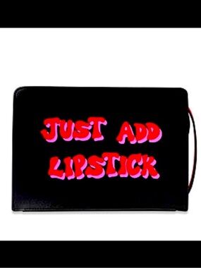 Victoria’s Secret Cosmetic case NWT - JUST ADD LIPSTICK Black bag